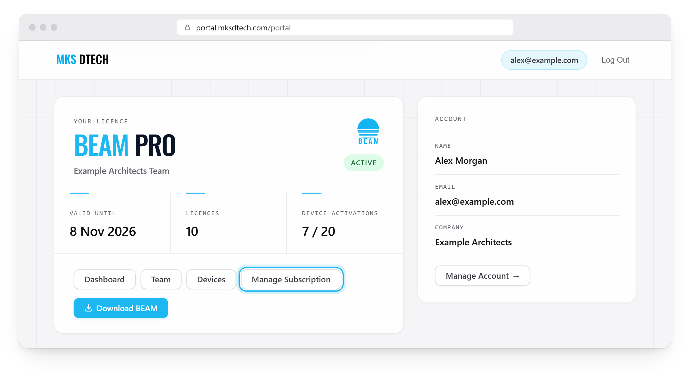 Manage Subscription button