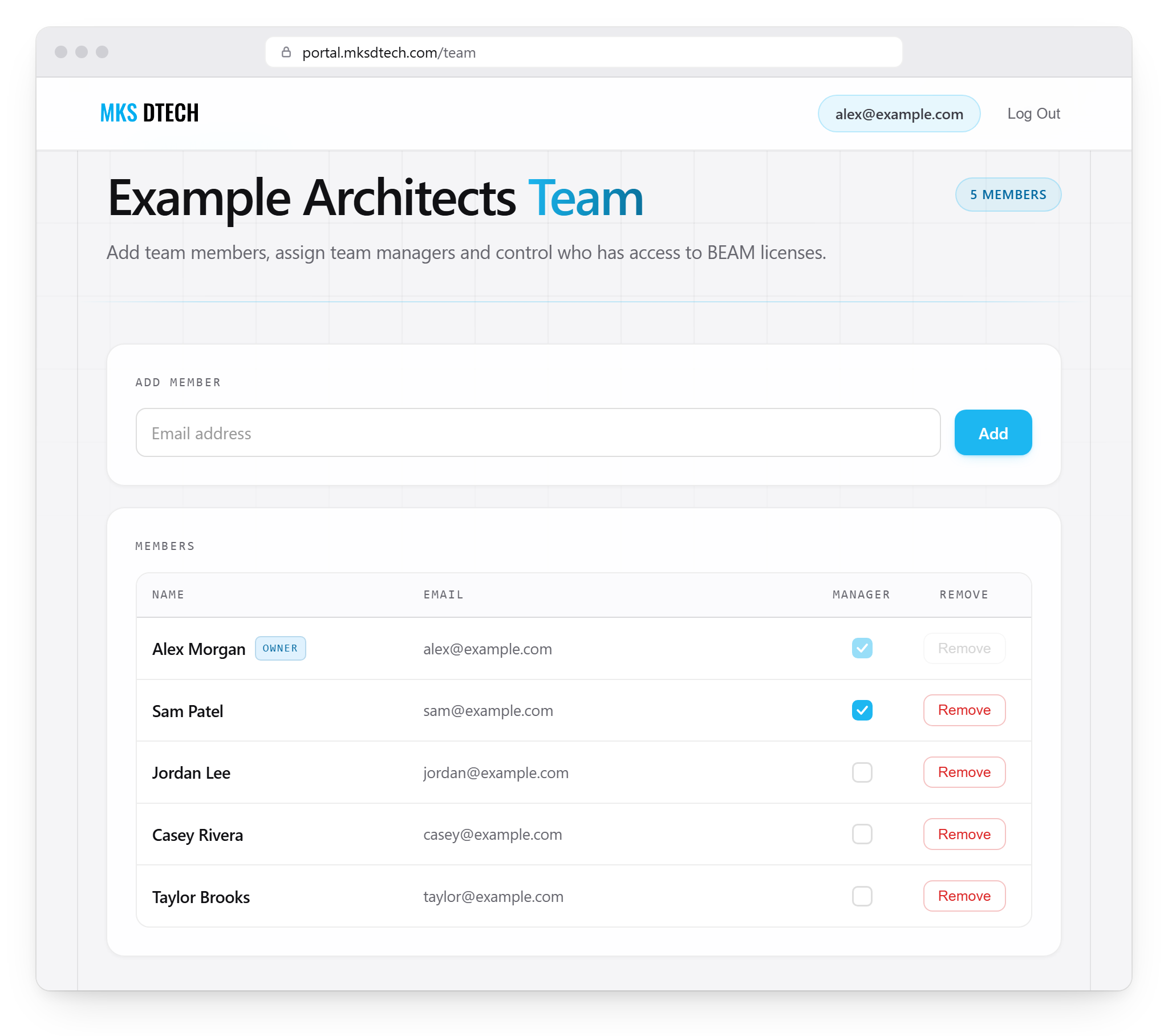 Team page