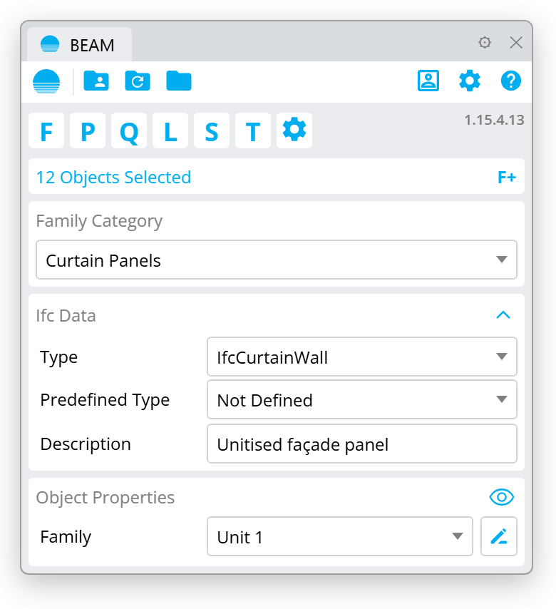 Ifc Data in the BEAM panel