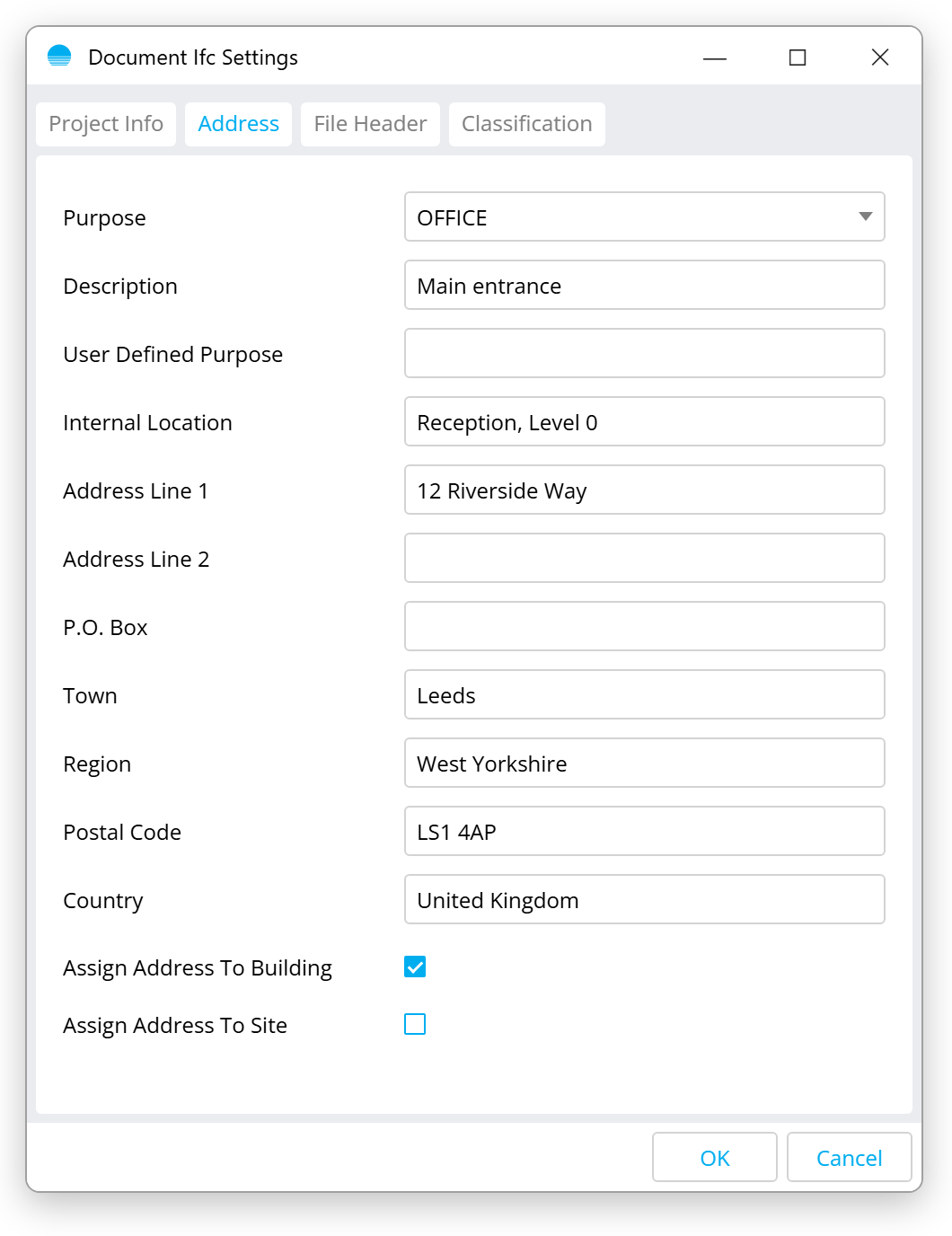 Address tab