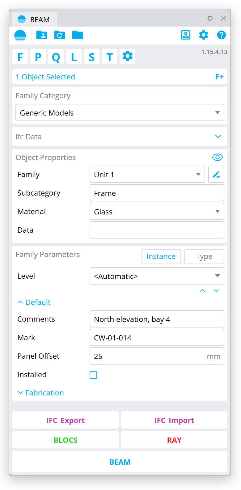 Level dropdown on the Instance tab