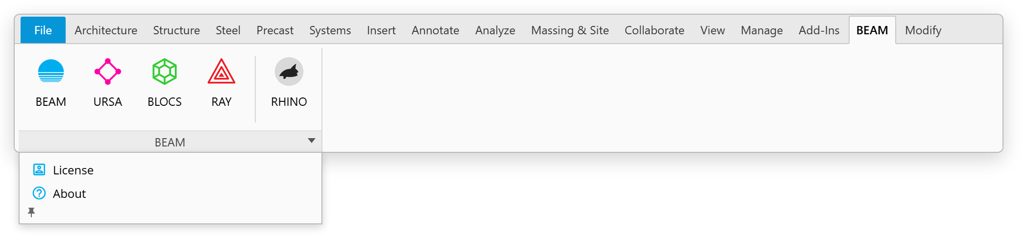 License in the Revit ribbon
