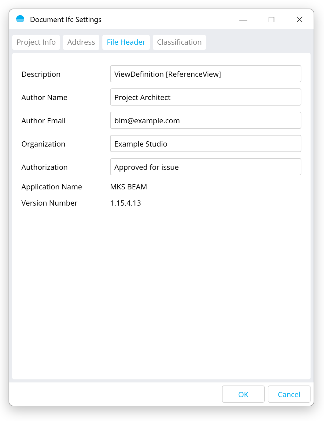 File Header tab