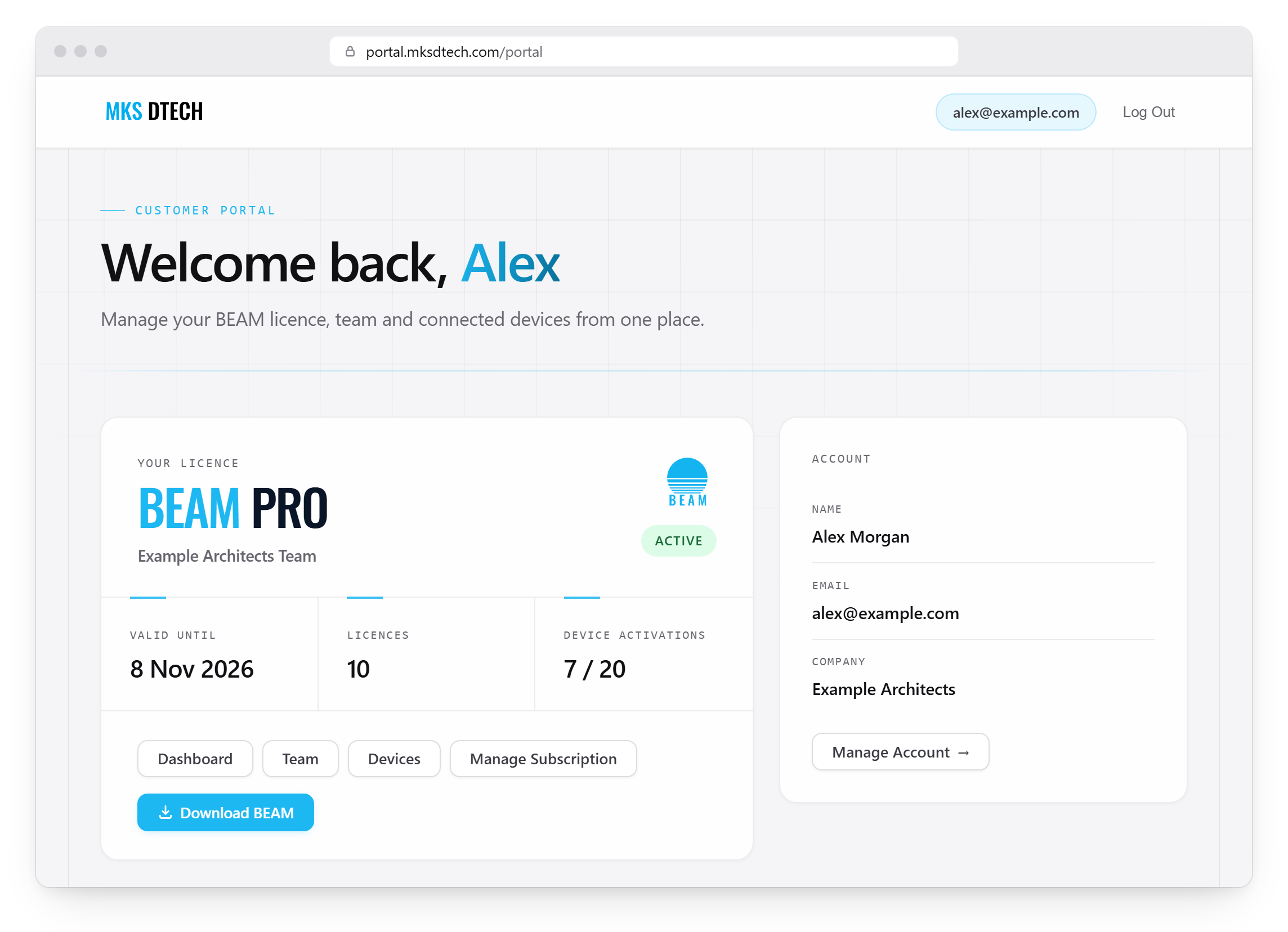 Customer portal home