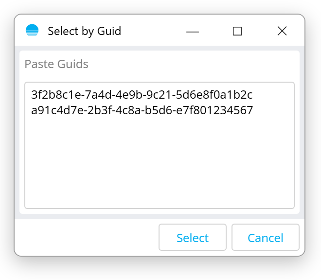 Select by Guid dialog